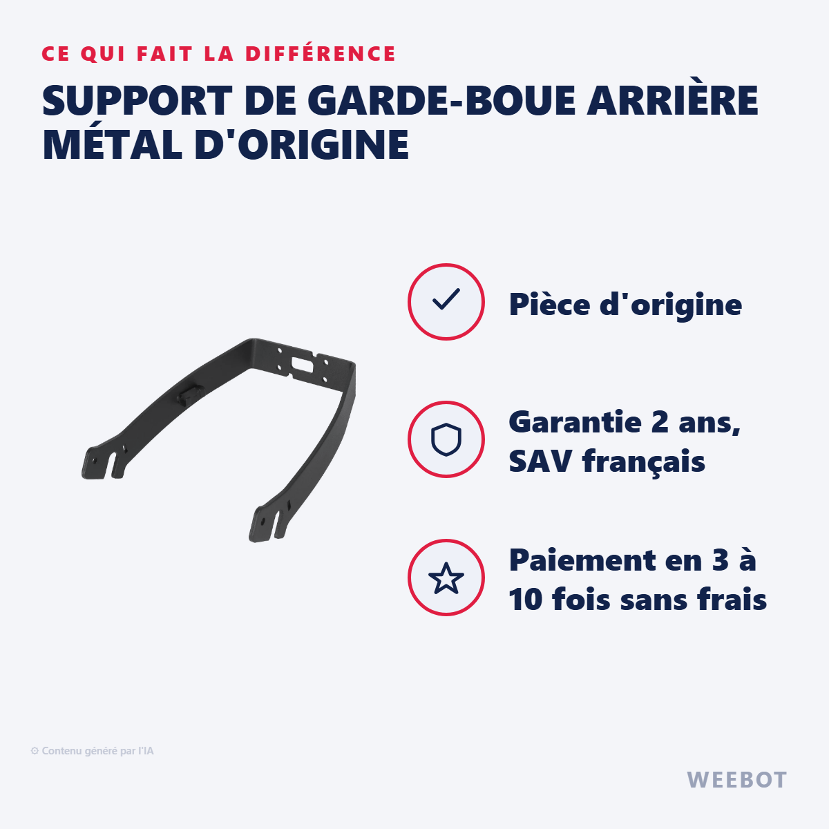 Support de Garde-Boue Arrière Métal d'Origine : les points forts