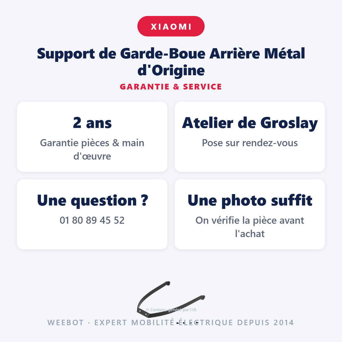 Support de Garde-Boue Arrière Métal d'Origine : garantie 2 ans et service après-vente