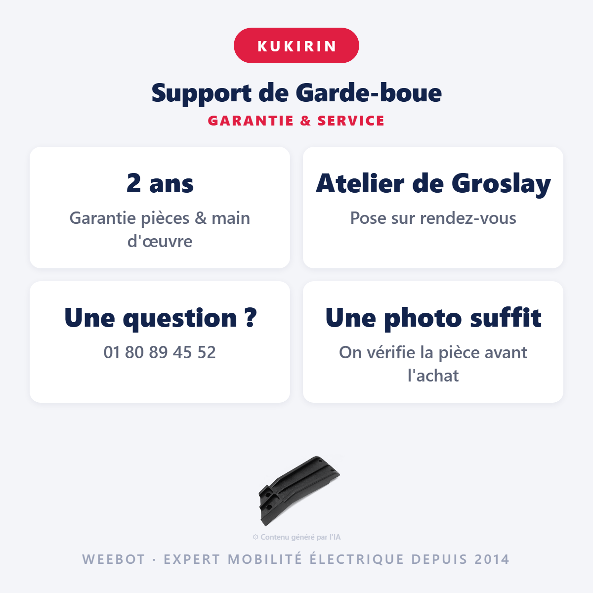 Support de Garde-boue : garantie 2 ans et service après-vente