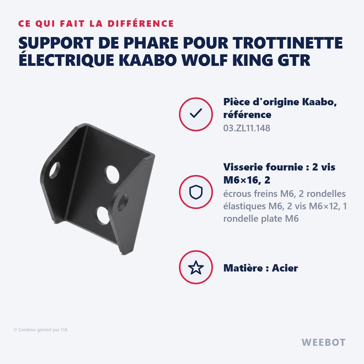 Support de Phare pour Trottinette Électrique Kaabo Wolf King GTR - Weebot