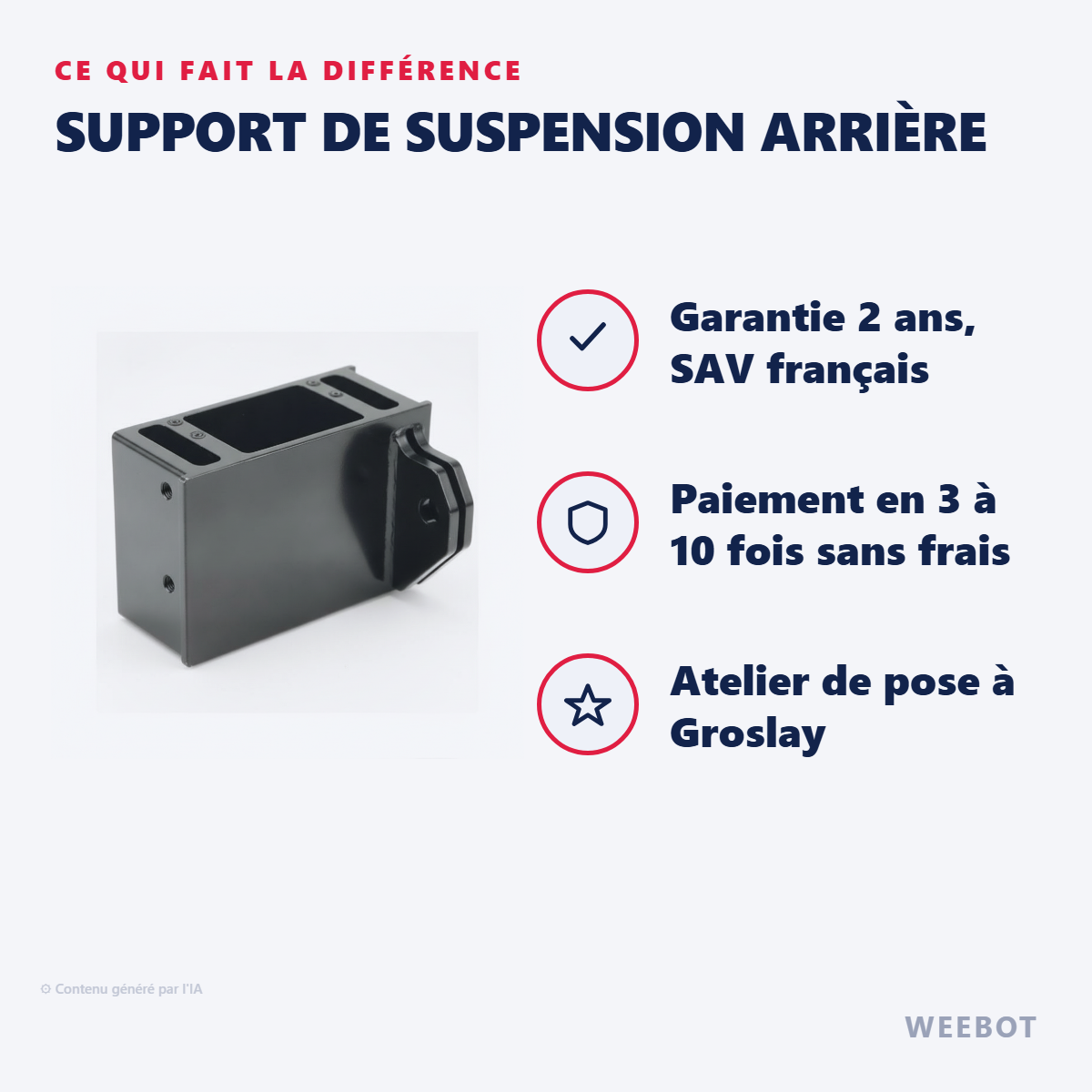 Support de suspension arrière : les points forts