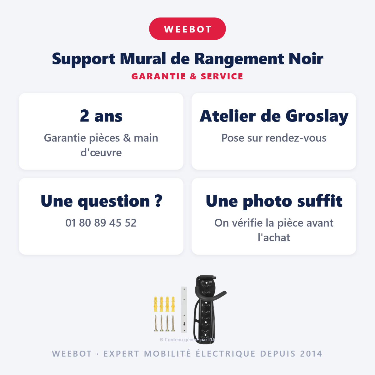 Support Mural de Rangement Noir : garantie 2 ans et service après-vente