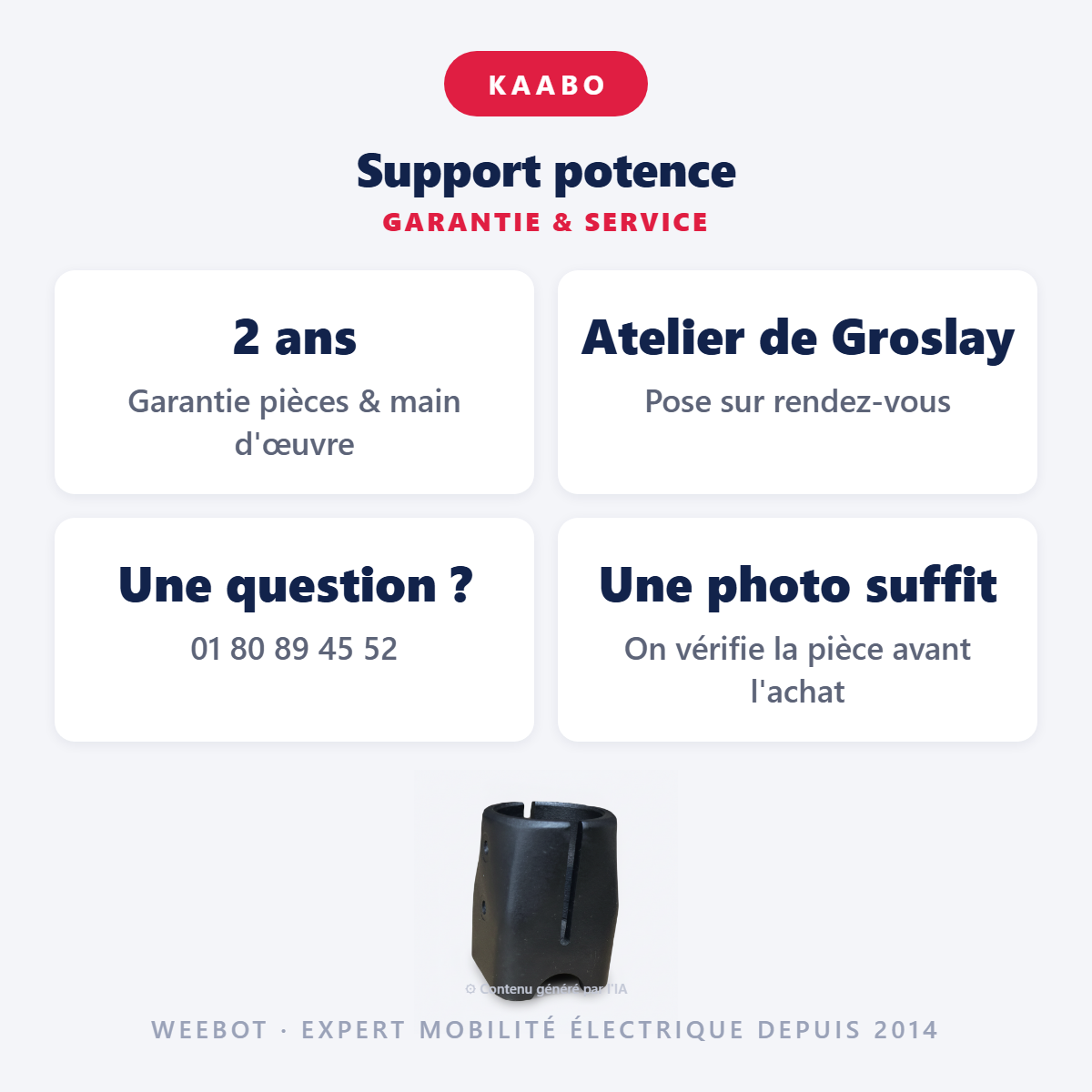 Support potence : garantie 2 ans et service après-vente