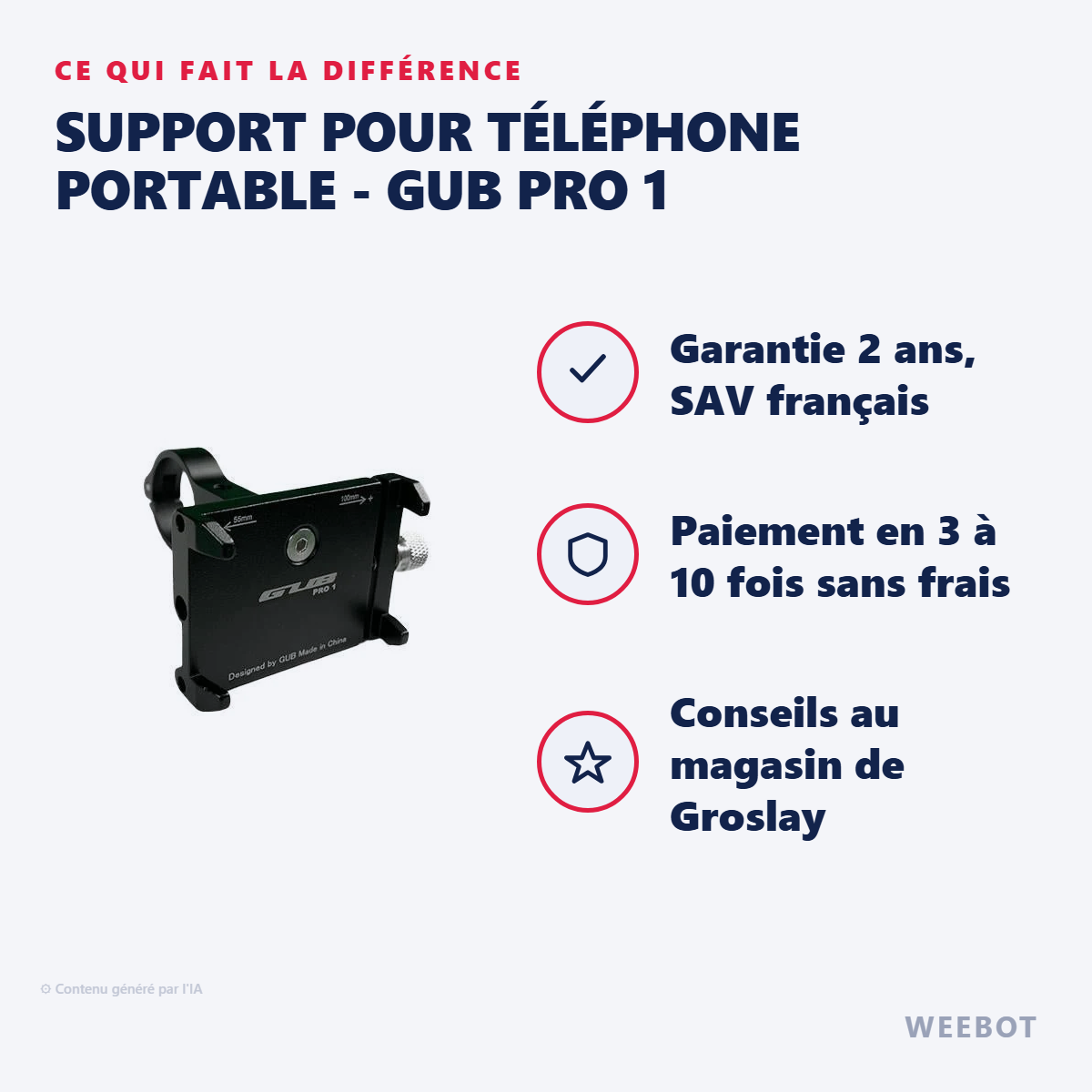Support Pour Téléphone Portable - GUB PRO 1 : les points forts