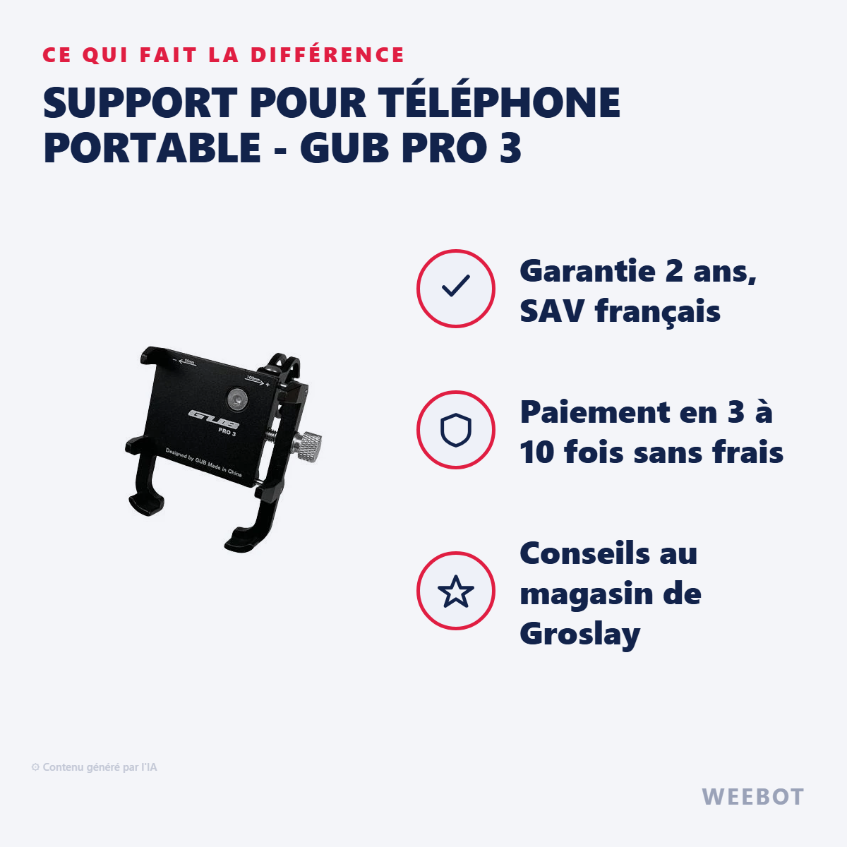 Support Pour Téléphone Portable - GUB PRO 3 : les points forts