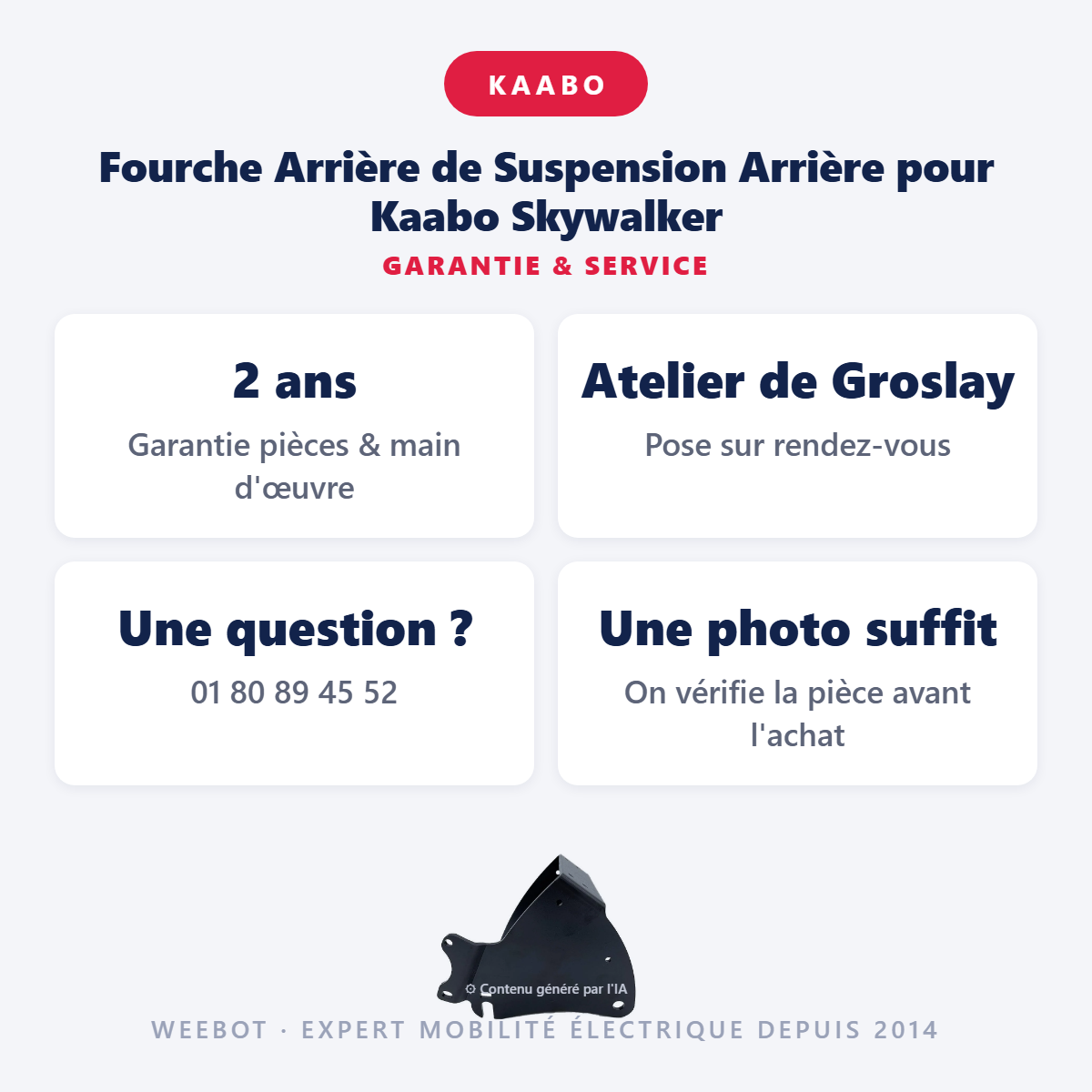 Fourche Arrière de Suspension Arrière pour Kaabo Skywalker : garantie 2 ans et service après-vente