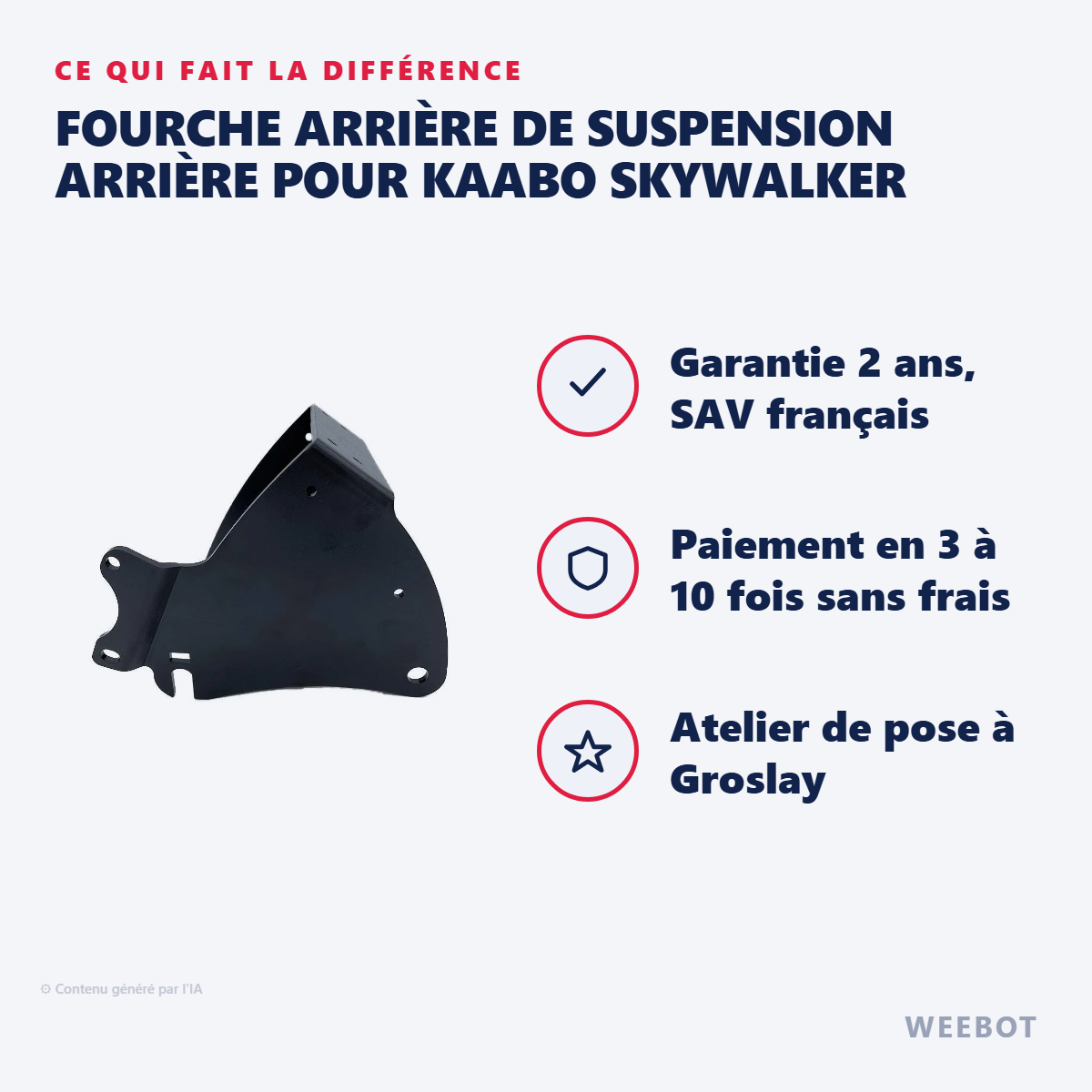 Fourche Arrière de Suspension Arrière pour Kaabo Skywalker : les points forts