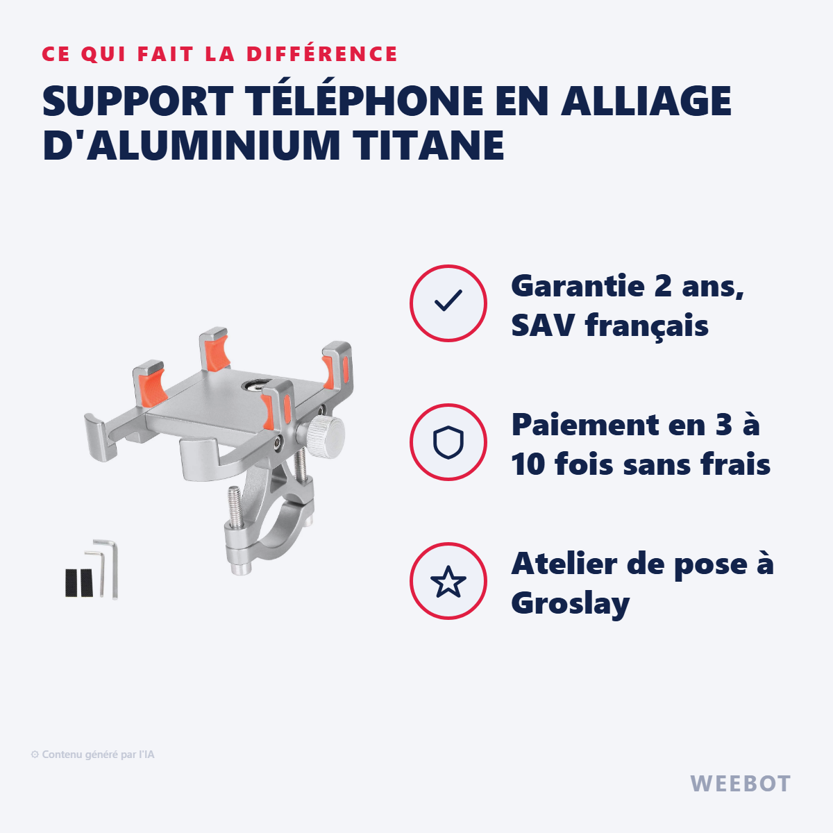 Support Téléphone en Alliage d'Aluminium Titane : les points forts