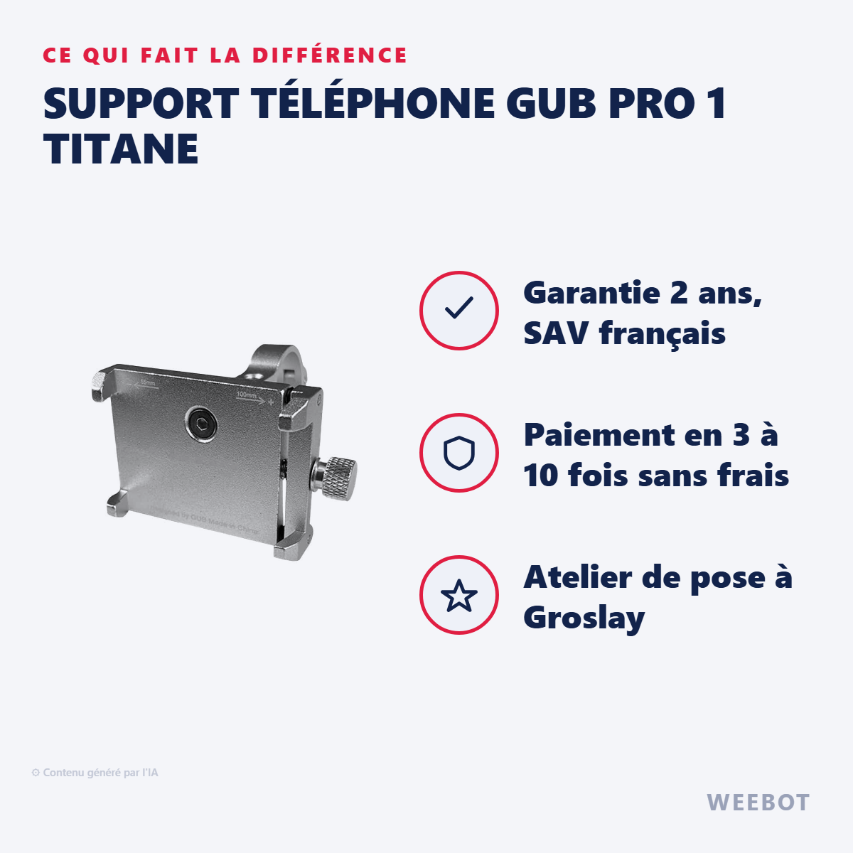 Support Téléphone GUB Pro 1 Titane : les points forts