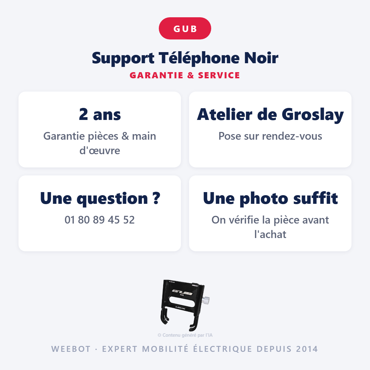 Support Téléphone Noir : garantie 2 ans et service après-vente