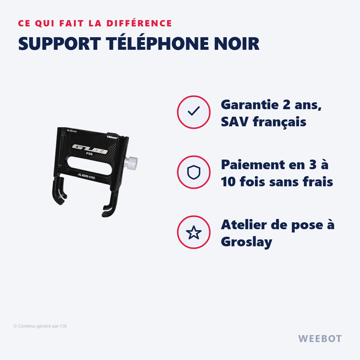 Support Téléphone Noir : les points forts