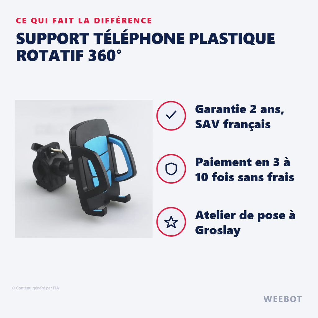 Support Téléphone Plastique Rotatif 360° - Pas Cher