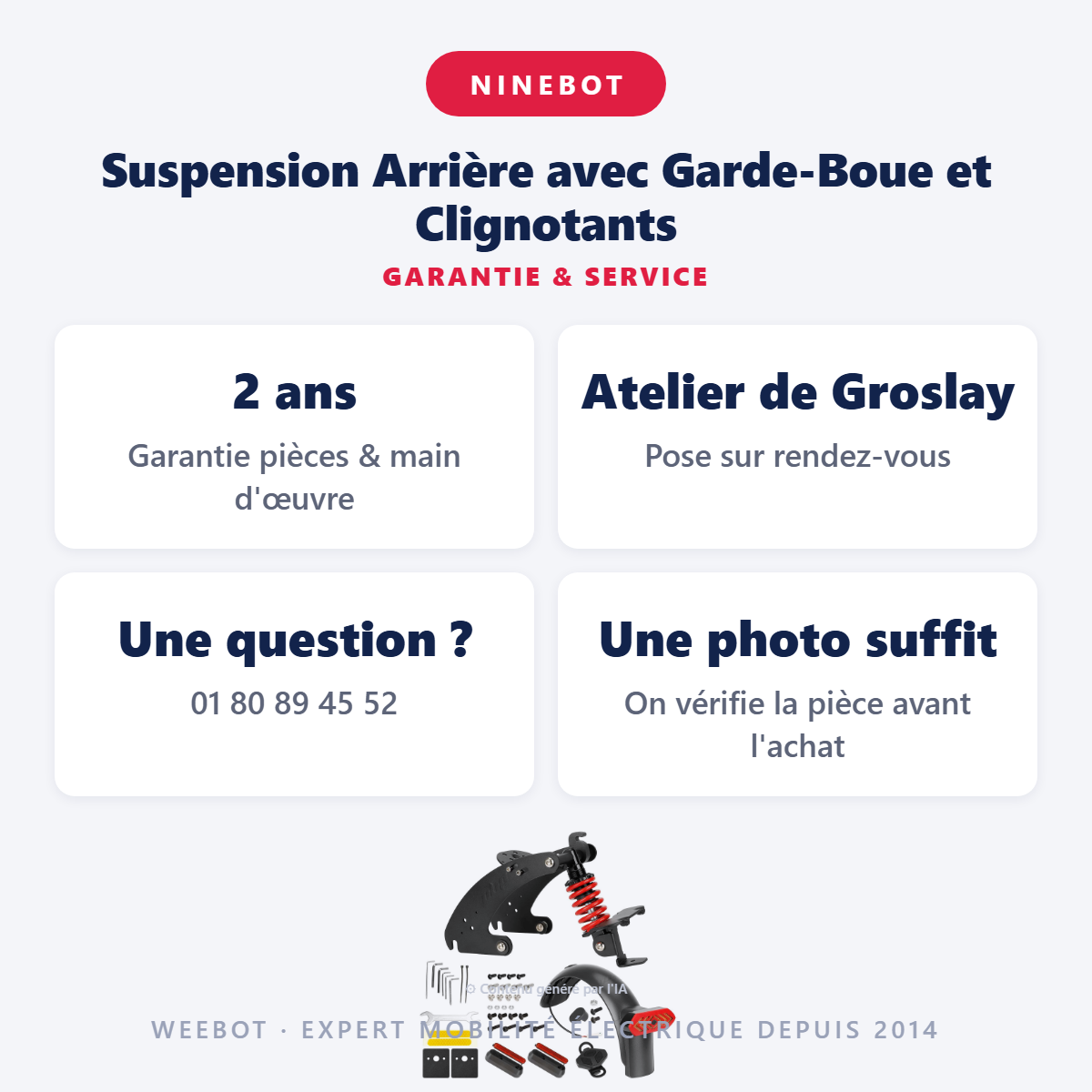 Suspension Arrière avec Garde-Boue et Clignotants : garantie 2 ans et service après-vente