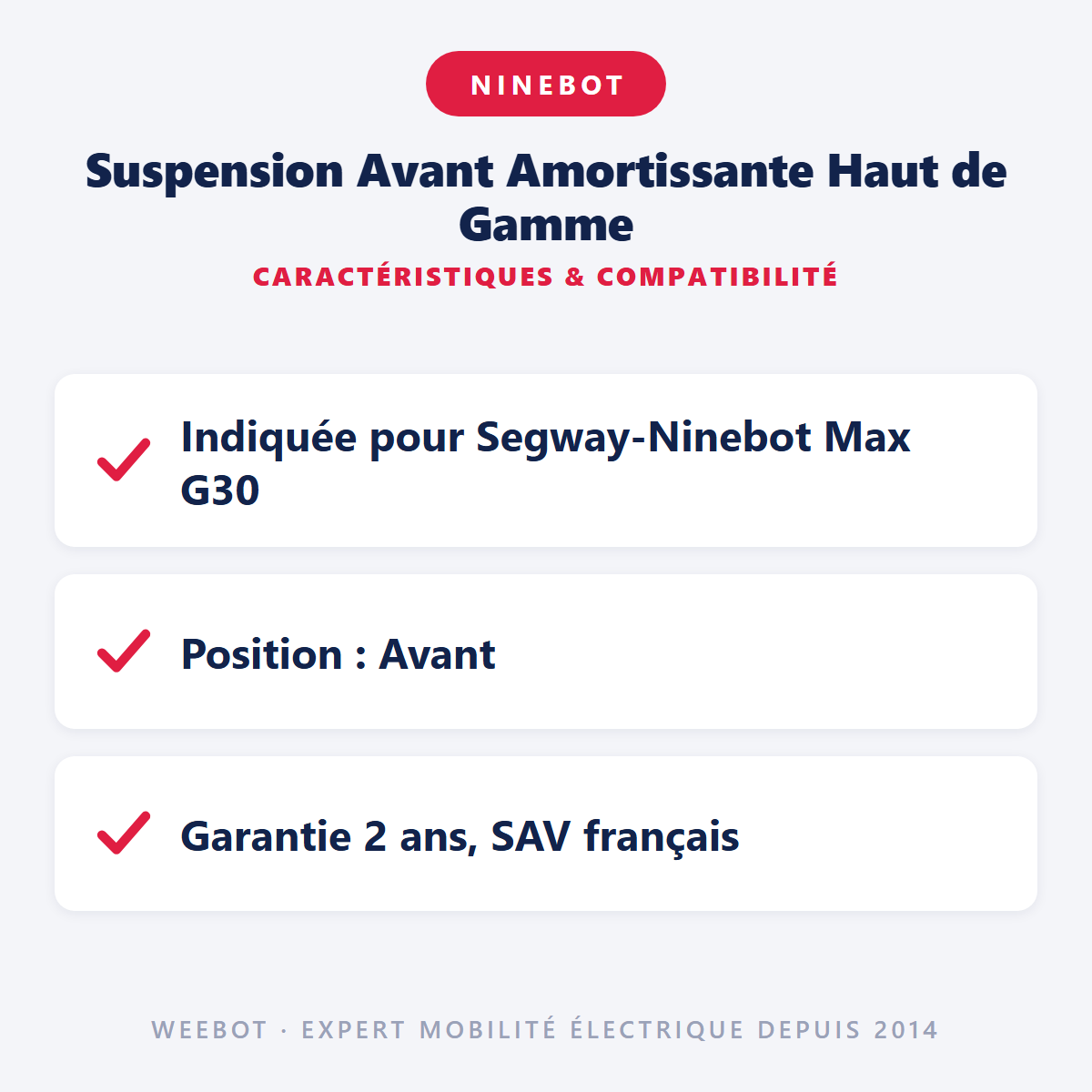Suspension Avant Amortissante Haut de Gamme : caractéristiques et compatibilité