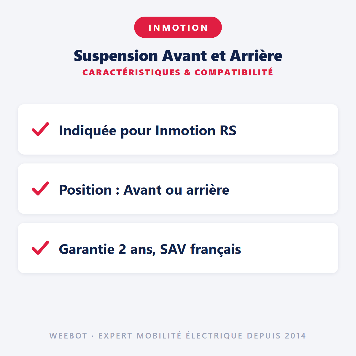 Suspension Avant et Arrière pour Trottinette Electrique Inmotion RS - Weebot