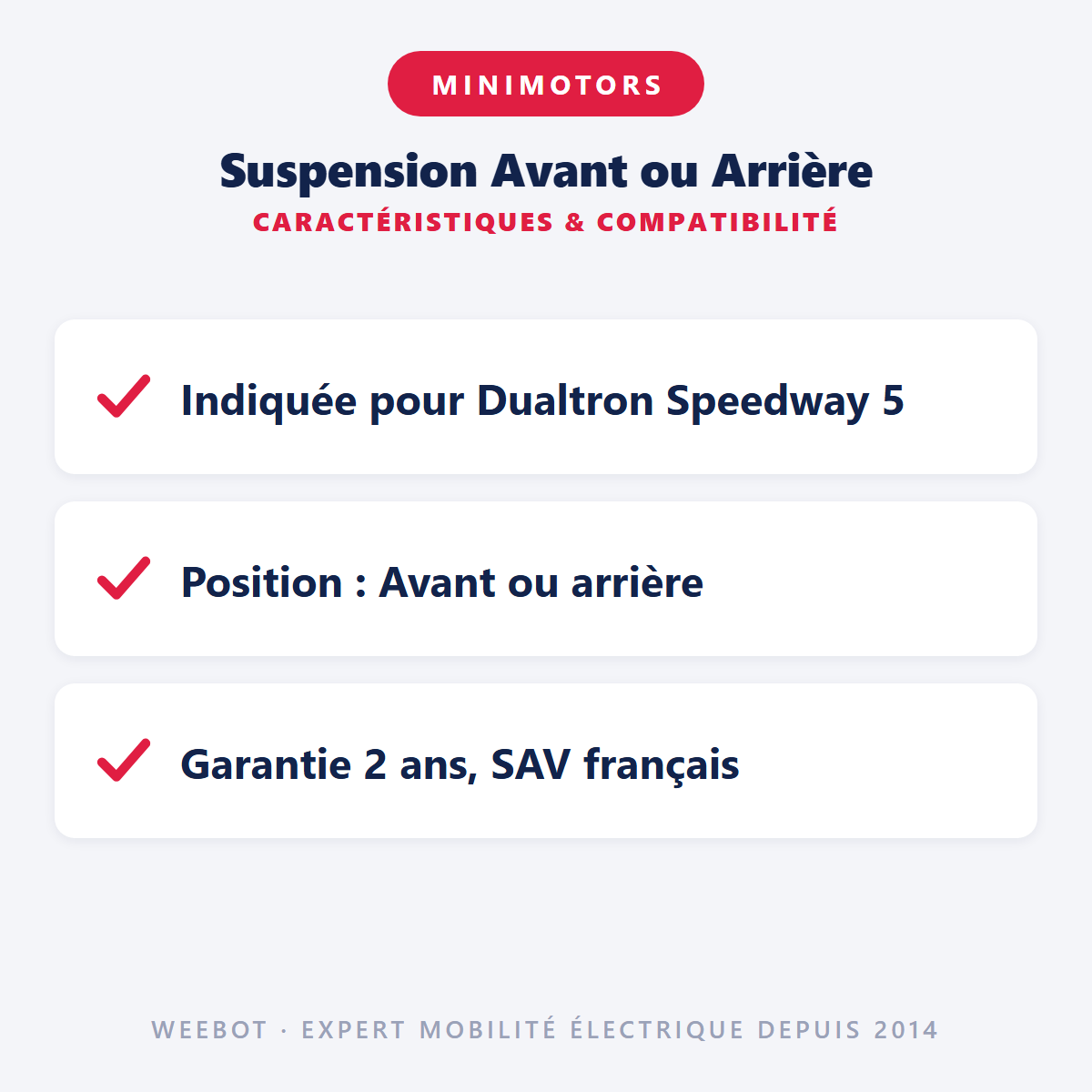 Suspension Avant ou Arrière : caractéristiques et compatibilité