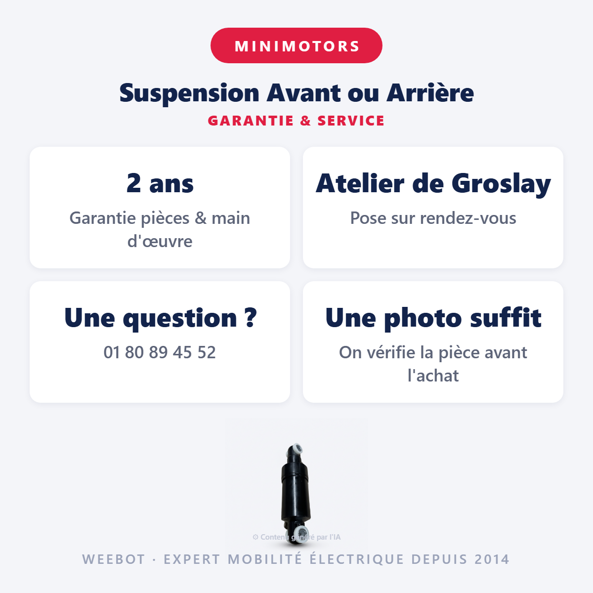Suspension Avant ou Arrière : garantie 2 ans et service après-vente