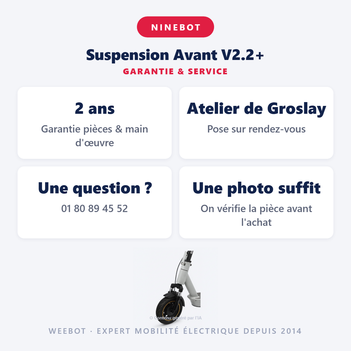 Suspension Avant V2.2+ : garantie 2 ans et service après-vente