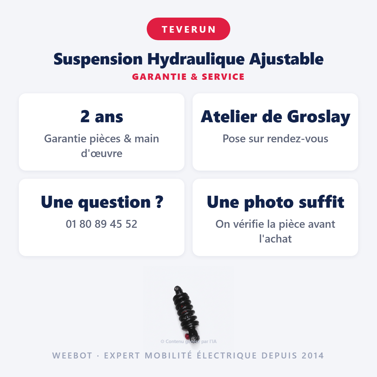 Suspension Hydraulique Ajustable : garantie 2 ans et service après-vente