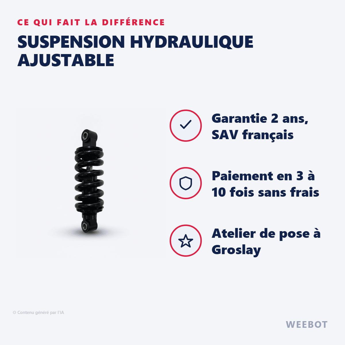 Suspension Hydraulique Ajustable pour Trottinette Electrique Teverun Fighter 10 et 10+ - Weebot