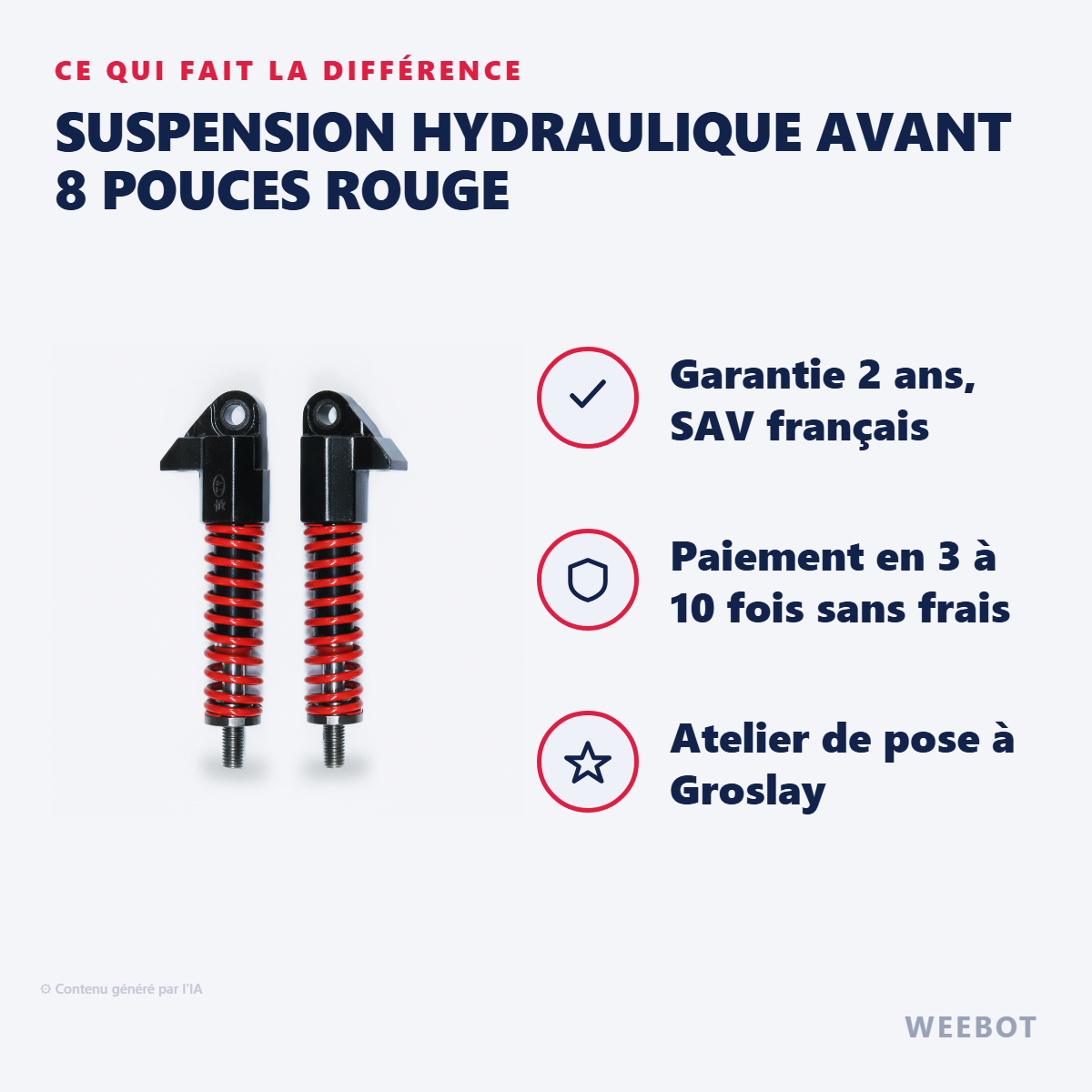 Suspension Hydraulique Avant 8 Pouces Rouge : les points forts