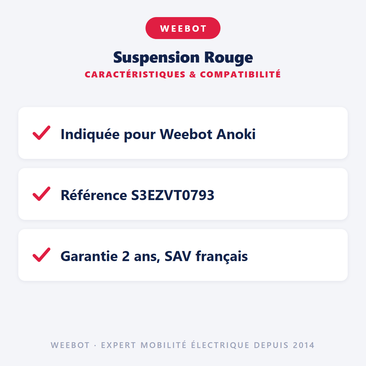 Suspension Rouge : caractéristiques et compatibilité