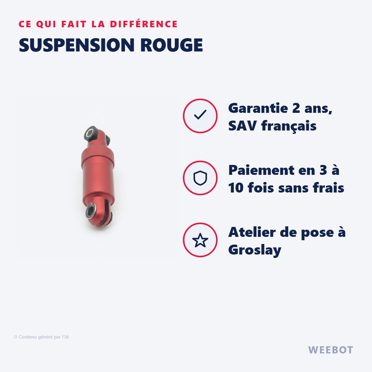 Suspension Rouge : les points forts