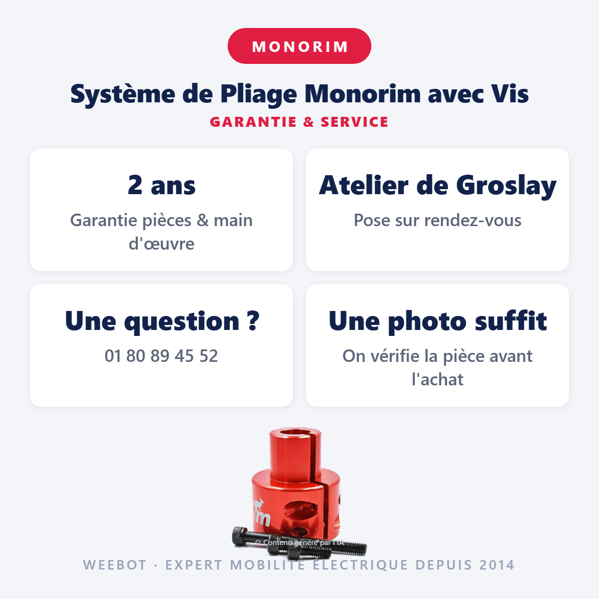 Système de Pliage Monorim avec Vis : garantie 2 ans et service après-vente