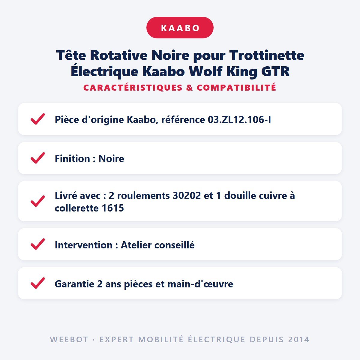 Tête Rotative Noire pour Trottinette Électrique Kaabo Wolf King GTR - Weebot