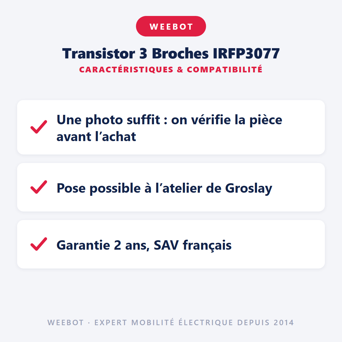 Transistor 3 Broches IRFP3077 : caractéristiques et compatibilité