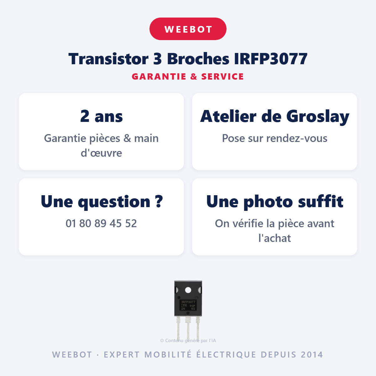 Transistor 3 Broches IRFP3077 : garantie 2 ans et service après-vente