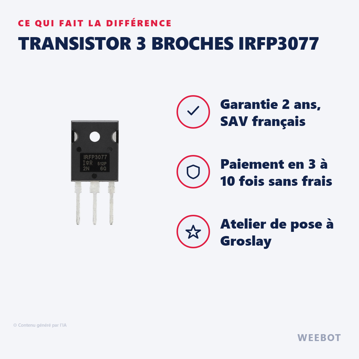 Transistor 3 Broches IRFP3077 : les points forts