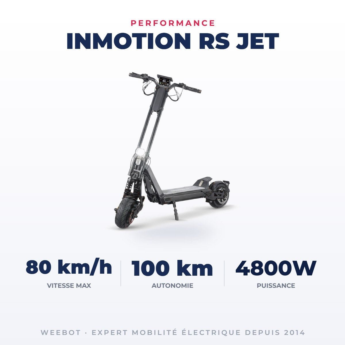 Trottinette Électrique Inmotion RS Jet noire — performance : 80 km/h, 100 km, 4800W