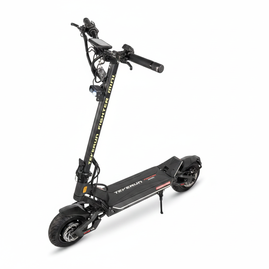 Trottinette Électrique Occasion Teverun Fighter Mini V6 : Reconditionnée — packshot studio sur fond blanc