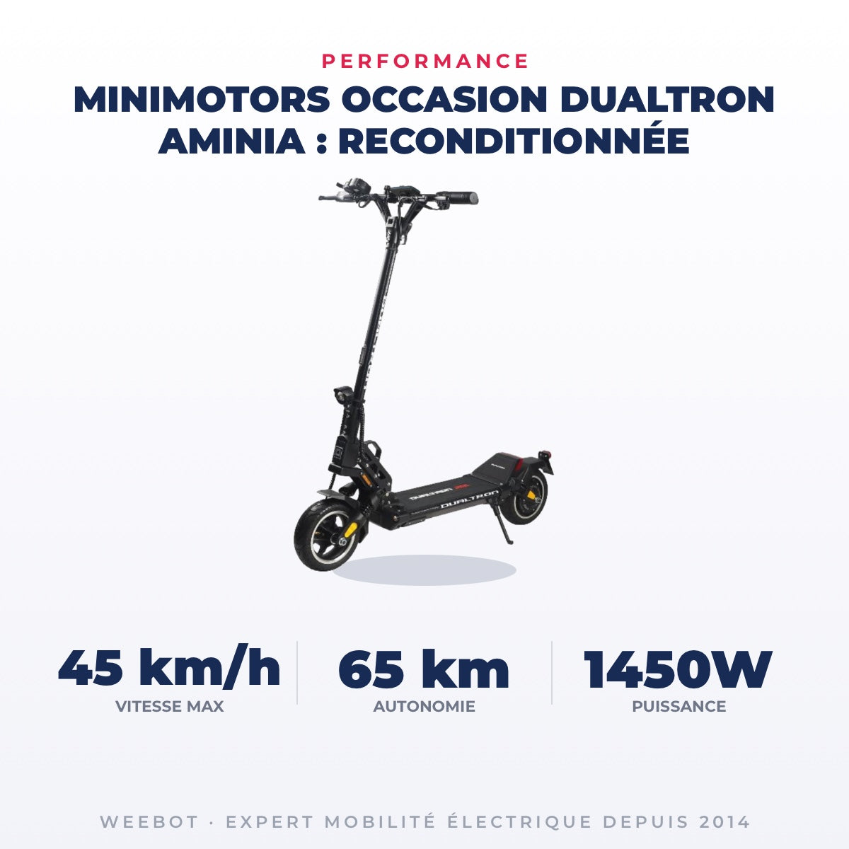 Trottinette Électrique Occasion Dualtron Aminia : Reconditionnée — performance : 45 km/h, 65 km, 1450W