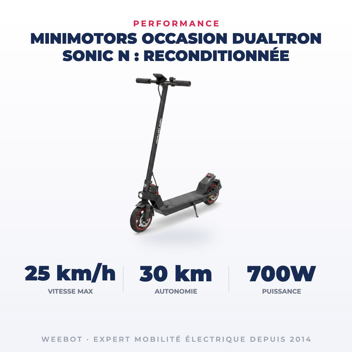 Trottinette Électrique Occasion Dualtron Sonic N : Reconditionnée — performance : 25 km/h, 30 km, 700W