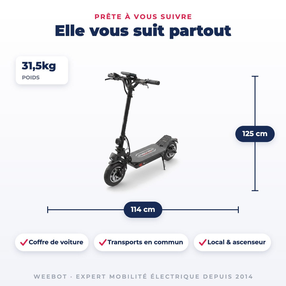 Trottinette Électrique Occasion Dualtron Spider Max : Reconditionnée — dimensions et poids 31,5kg, pour le transport au