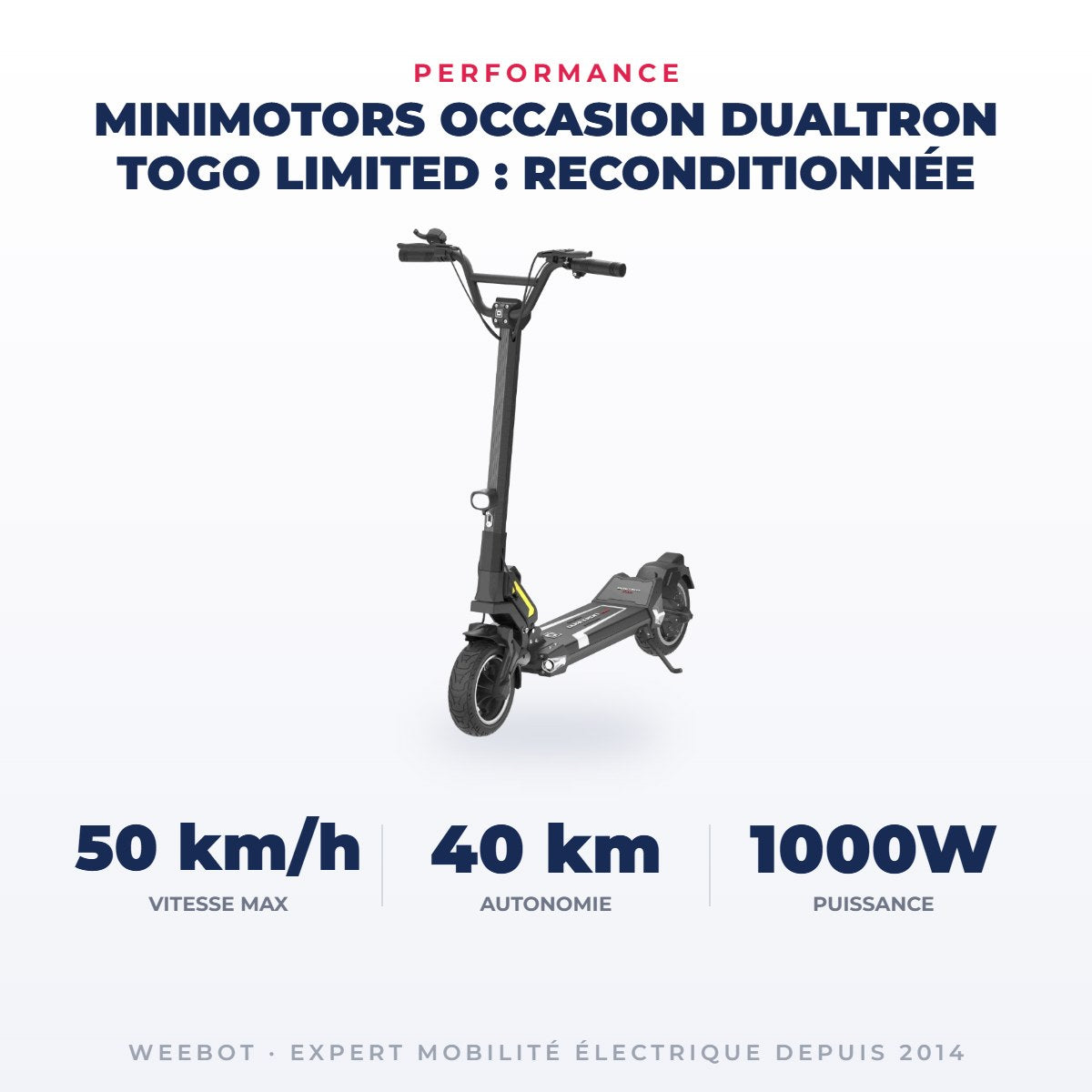Trottinette Électrique Occasion Dualtron Togo Limited : Reconditionnée — performance : 50 km/h, 40 km, 1000W