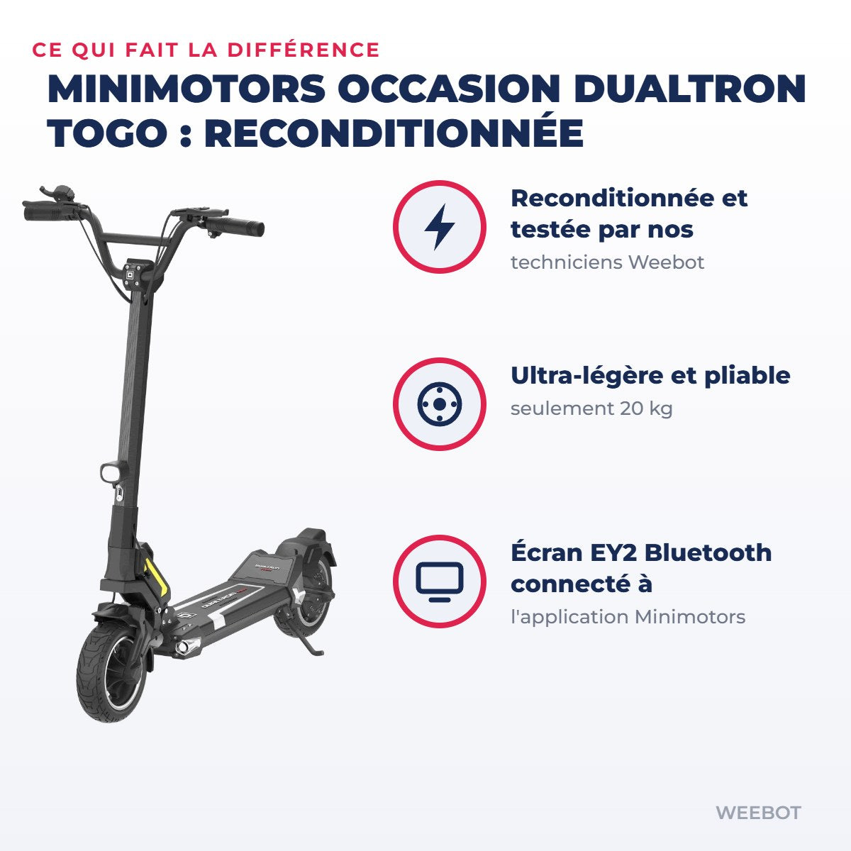 Trottinette Électrique Occasion Dualtron Togo : Reconditionnée — points forts : Reconditionnée et testée par nos