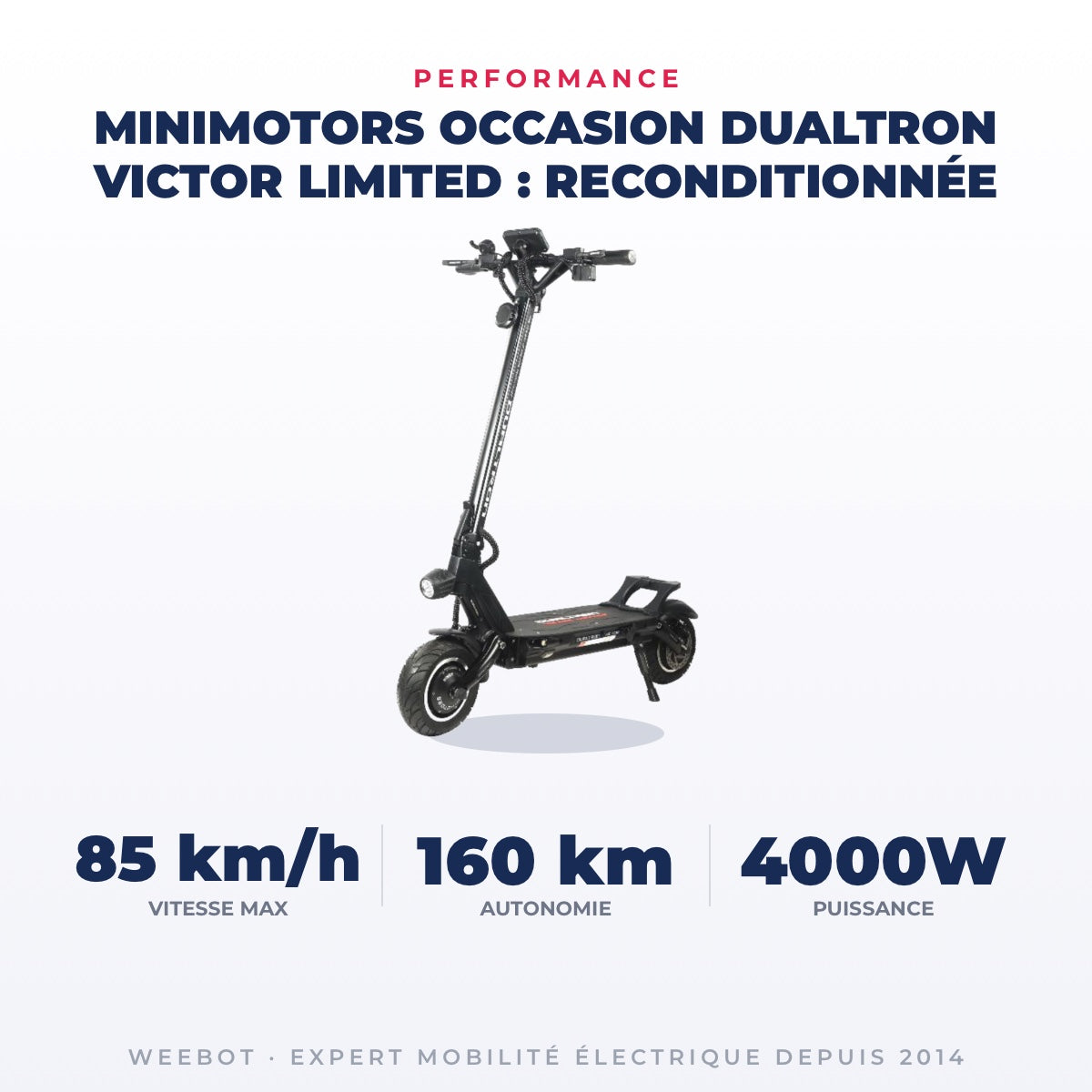 Trottinette Électrique Occasion Dualtron Victor Limited : Reconditionnée — performance : 85 km/h, 160 km, 4000W