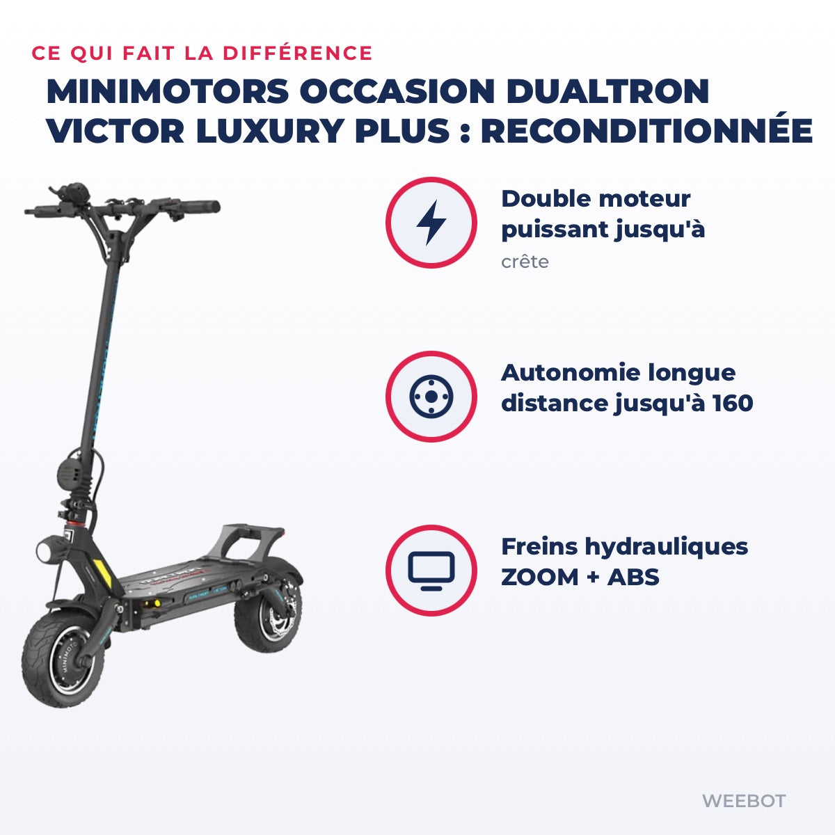 Trottinette Électrique Occasion Dualtron Victor Luxury Plus : Reconditionnée — points forts