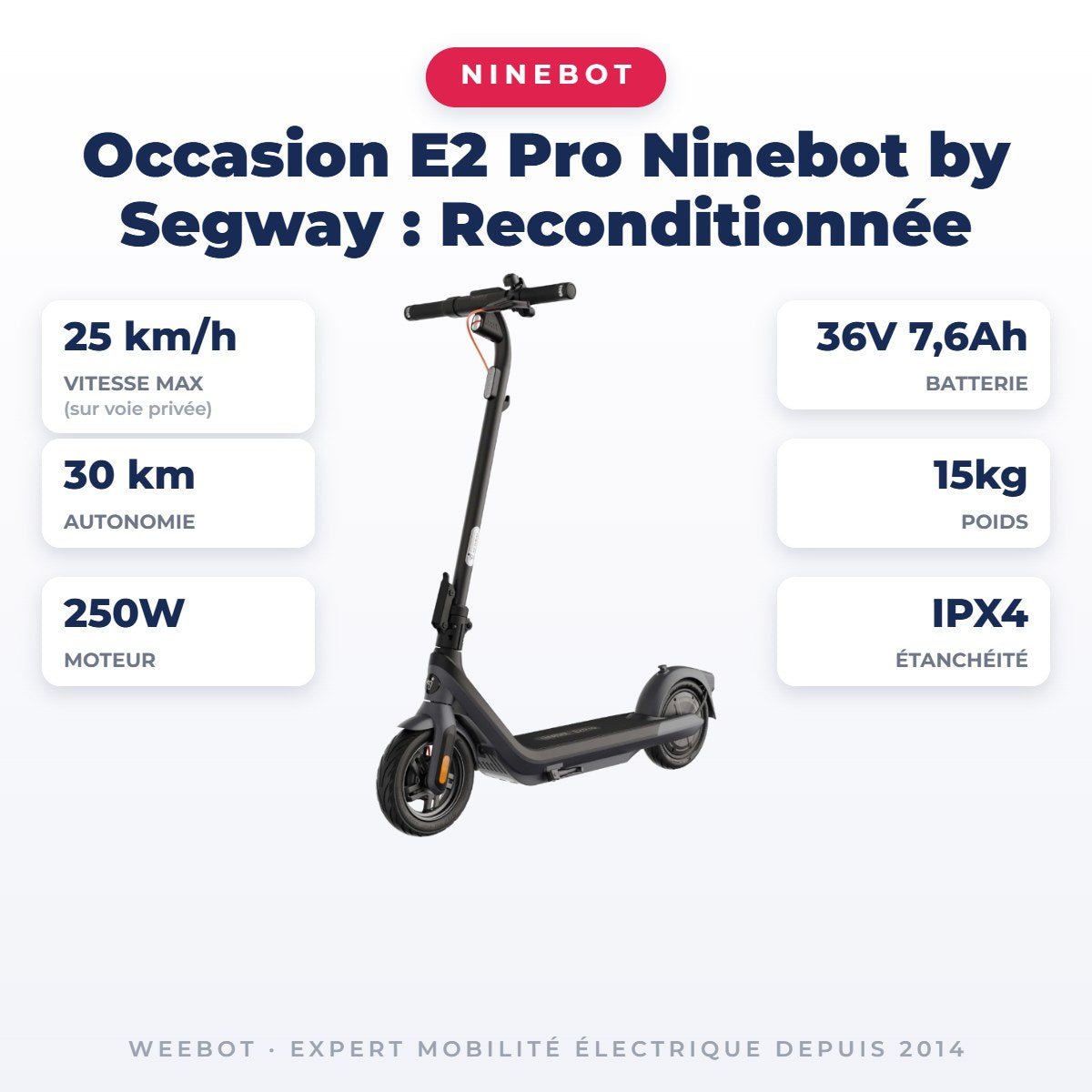 Trottinette Électrique Occasion F25E Ninebot by Segway : Reconditionnée - Weebot