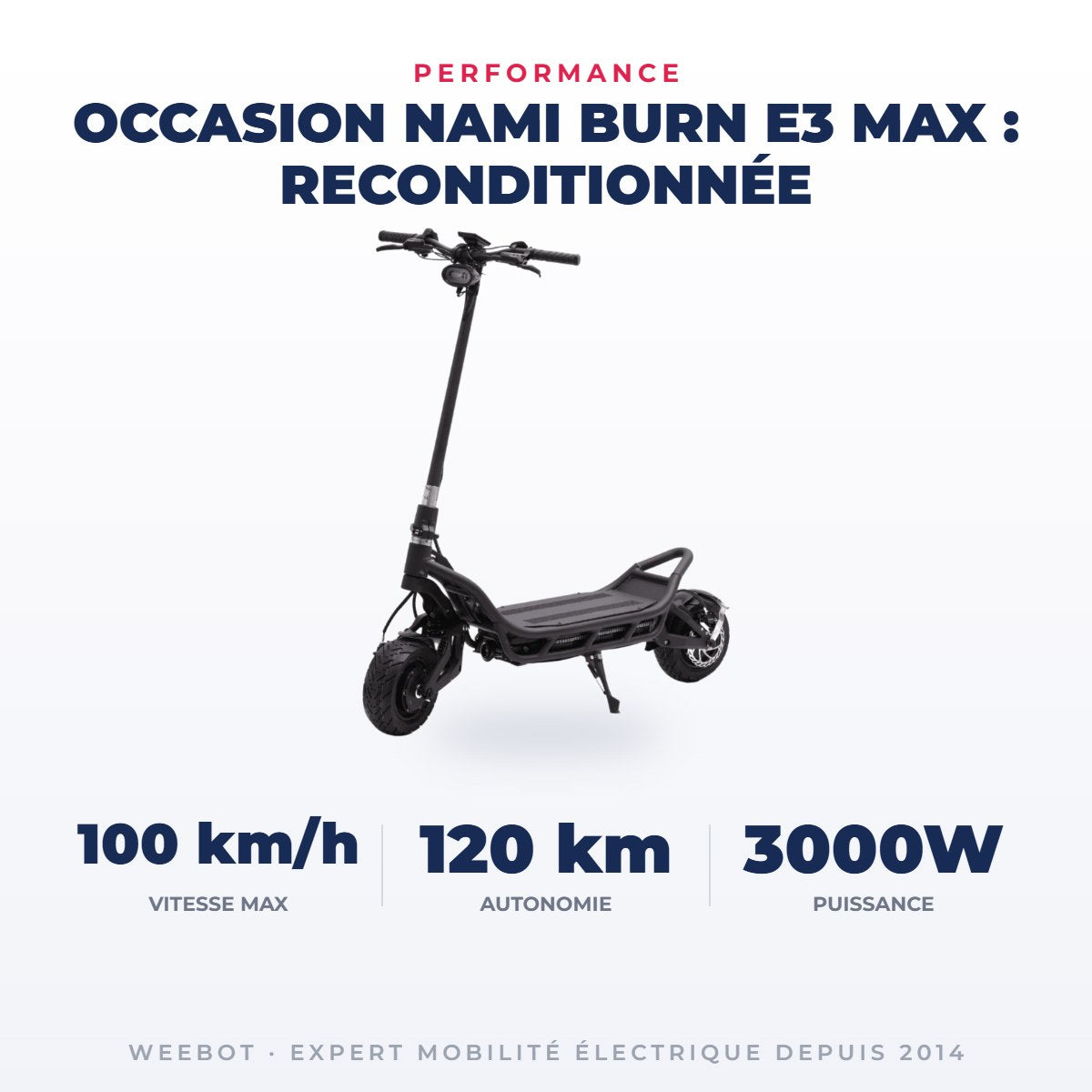 Trottinette Électrique Occasion Nami Burn E3 Max : Reconditionnée — performance : 100 km/h, 120 km, 3000W