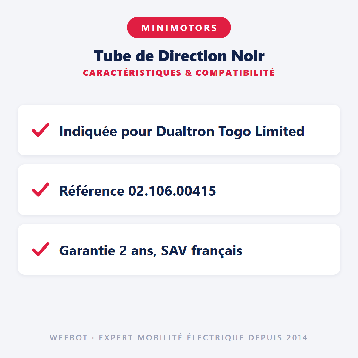 Tube de Direction Noir : caractéristiques et compatibilité