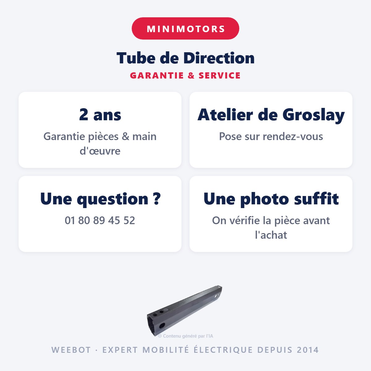 Tube de Direction : garantie 2 ans et service après-vente