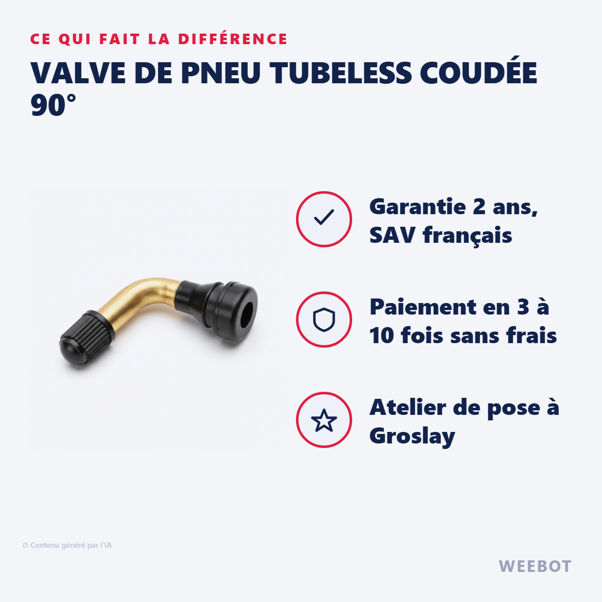 Valve de Pneu Tubeless Coudée 90° : les points forts