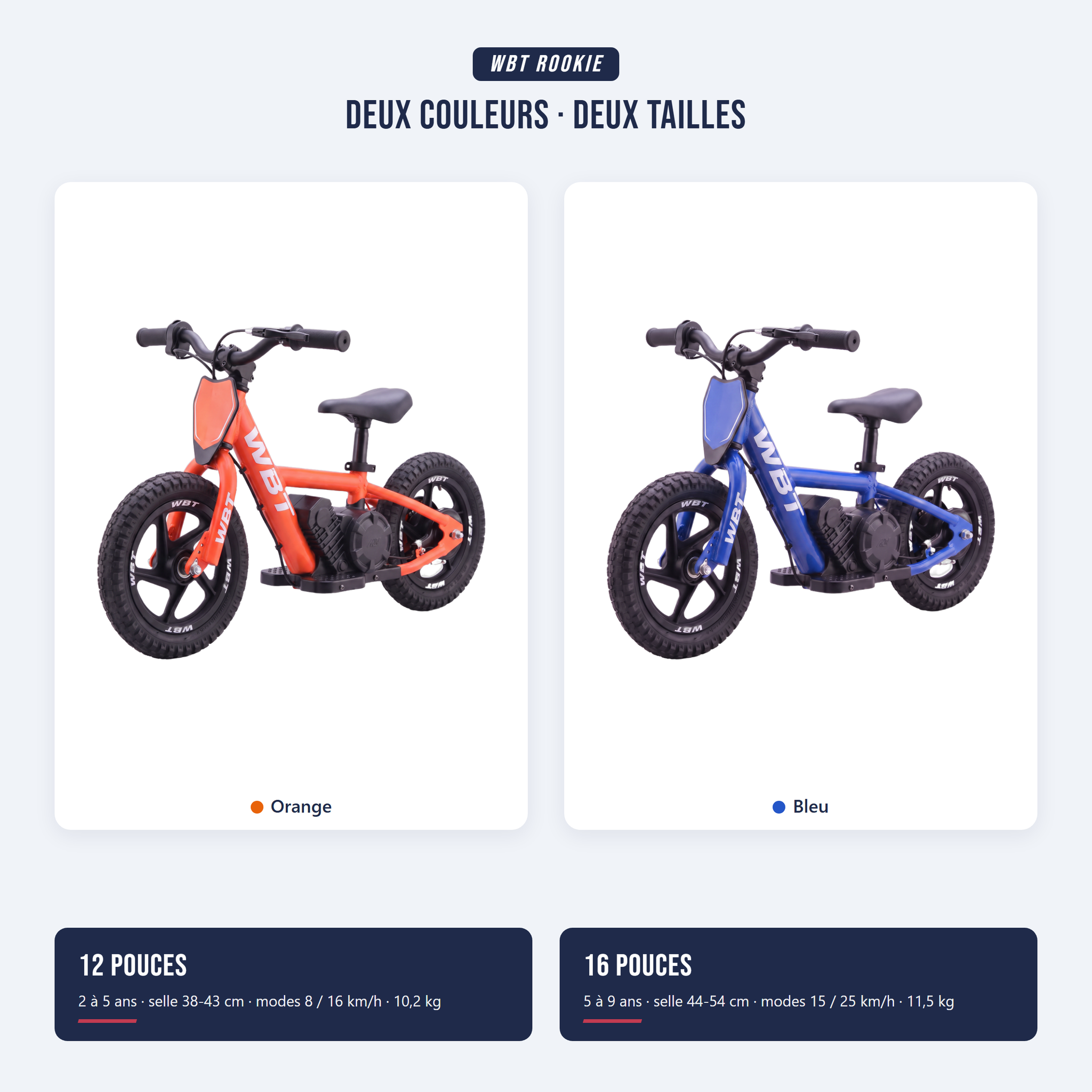 draisienne électrique enfant WBT Rookie - deux couleurs, deux tailles