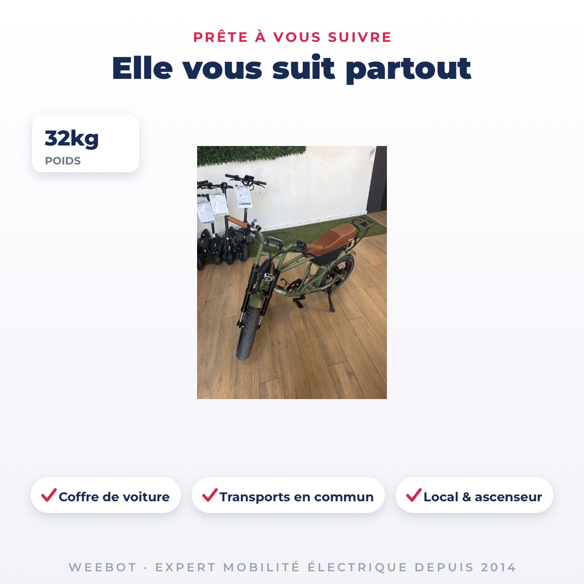 Vélo Électrique Occasion Garrett Miller Z : Reconditionné — dimensions et poids 32kg, pour le transport au quotidien