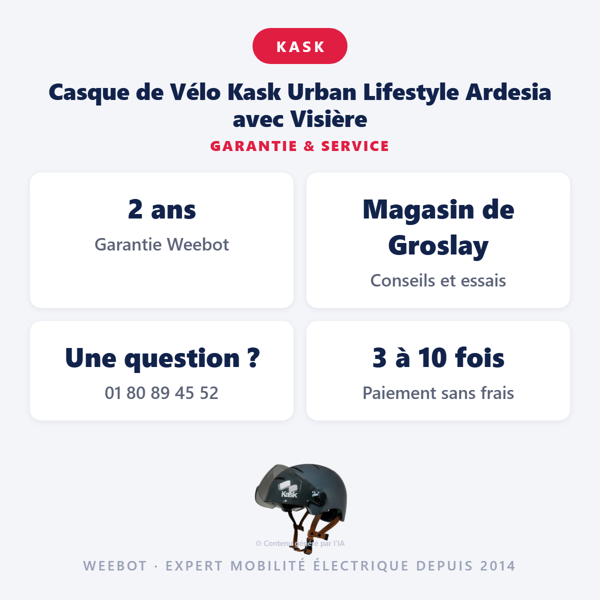 Casque de Vélo Kask Urban Lifestyle Ardesia  avec Visière : garantie 2 ans et service après-vente