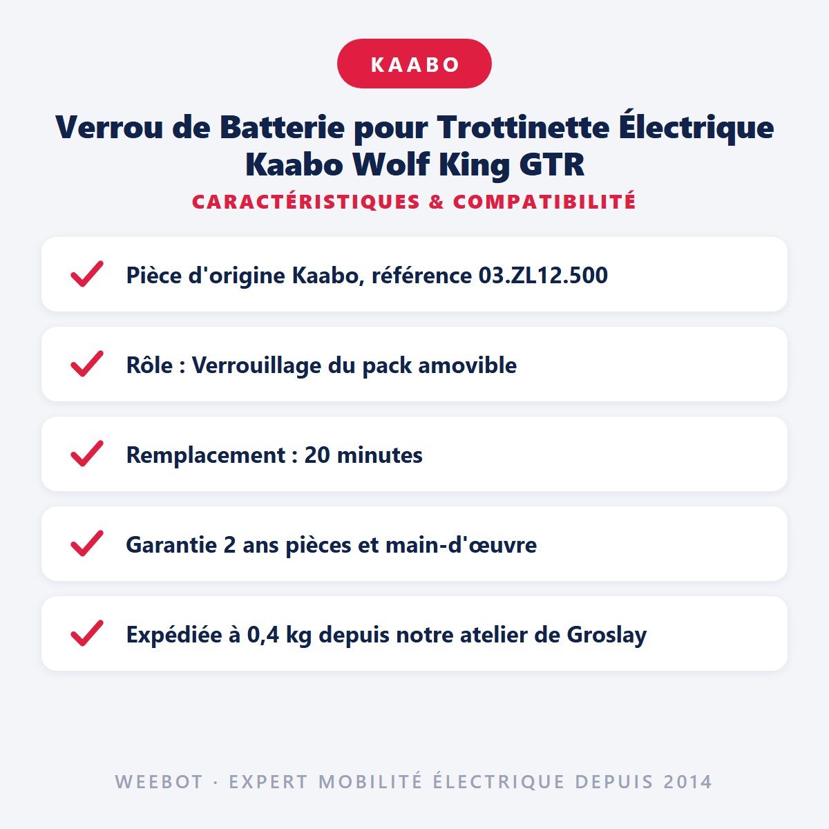 Verrou de Batterie pour Trottinette Électrique Kaabo Wolf King GTR - Weebot